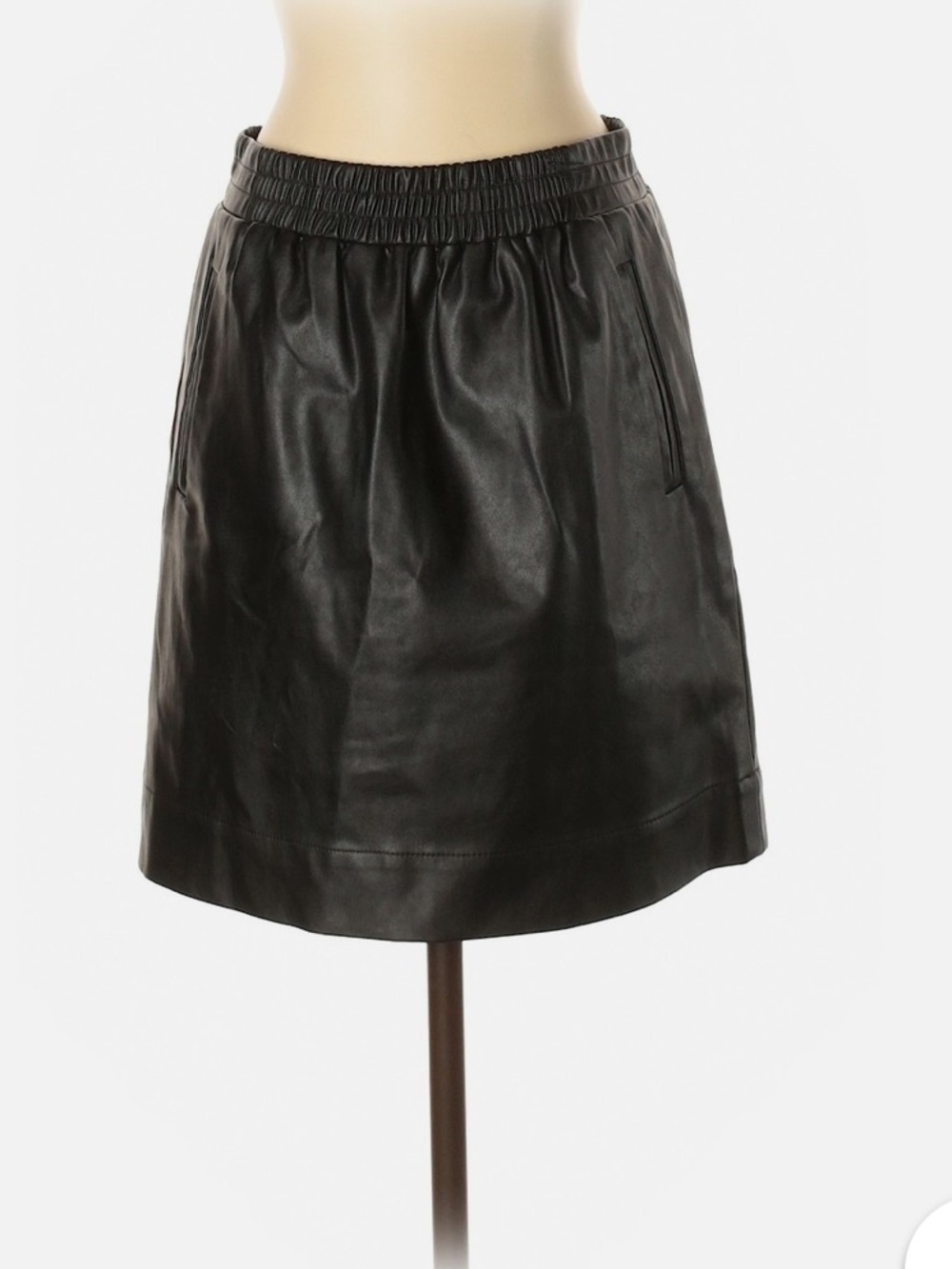 LOFT Black Faux Leather Mini Skirt with Elastic Waist